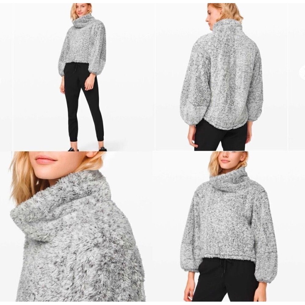 Lululemon Warmth Restore Pullover Grey Sherpa Fleece Funnel Neck XS/S LW3CLRS